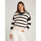 Tommy Hilfiger Polokragenpullover TOMMY HILFIGER "CO CARDI STITCH OPEN POLO SWT LS", Damen, Gr.