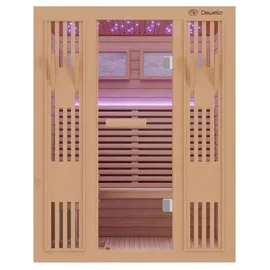 Dewello MINTO 150x130 Kabine aus Hemlock für 3 Personen mit 4,5 kW Ofen