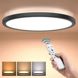 Dimmbar Deckenleuchte, wohnzimmer LED Deckenlampe 24W, Wohnzimmer Lampe mit Fernbedienung, Warmweiß, Neutralweiß, Kaltweiß