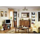 JVmoebel Wohnzimmer-Set Stilvoller Wohnwand TV Lowboard Holzmöbel Eckvitrine Sideboard, (4-St., 4tlg Wohnzimmer Set (TV Lowboard + Eckvitrine + Sideboard + Spiegel), Made in Europa braun