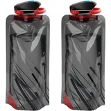 luxuskollektion Trinkflasche faltbar wiederverwendbar 2 Stück Schwarz