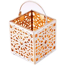 Marrakesch Orient & Mediterran Interior 2er Set Orientalische Teelichthalter 10cm Weiss aus Metall & Glas Windlicht Assa