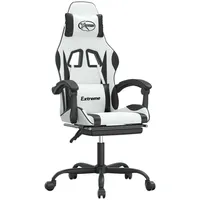 VidaXL Gaming-Stuhl mit Fußstütze Weiß und Schwarz