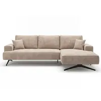 GRAINGOLD Eckcouch Velours 3-Sitzer Beige