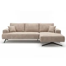 GRAINGOLD Eckcouch Velours 3-Sitzer Beige