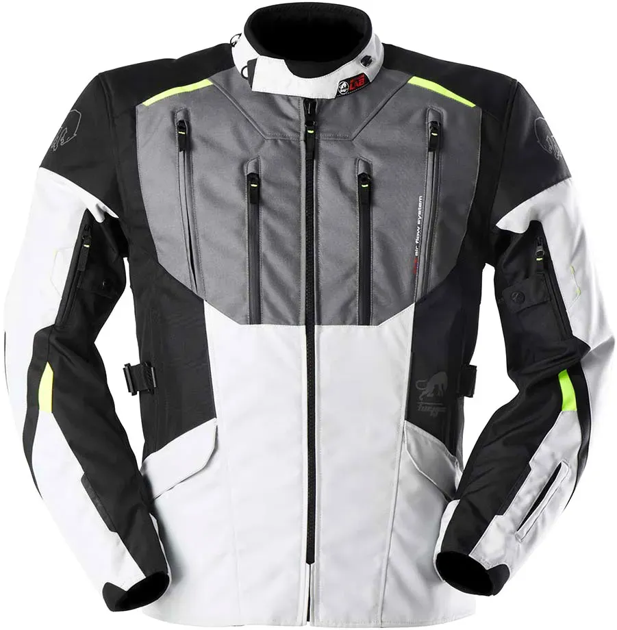 Furygan Brooks, veste textile imperméable - Gris Clair/Gris/Jaune Néon - M