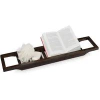 Relaxdays Badewannenablage Bambus, 70 cm breit, Badewannenbrett zum Einhängen,