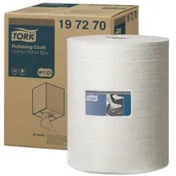 Tork Premium Spezialtuch zum Polieren, W1/W2/W3, 1-lagiges Vliesstofftuch, 32 x 38 cm, weiß, 1 Rolle = 450 Tücher