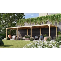 Karibu Pavillon KARIBU "Gordon" SET, naturbelassen", beige (naturbelassen, naturbelassen), Pavillons, aus hochwertigem Leimholz, inkl. selbstklebender Dachfolie