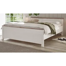 furn.design Bett Rovola (Doppelbett in Pinie weiß Landhaus, Liegefläche 180 x 200 cm), in gekälkter Optik weiß