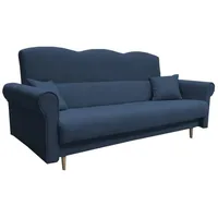 MOEBLO Schlafsofa TULIP, Kippsofa Sofa Klappsofa Bettfunktion Couch, mit Schlaffunktion und Bettkasten blau