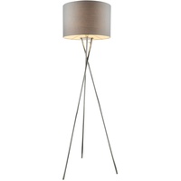 GLOBO Stehlampe Stativ Wohnzimmerleuchte Textil grau Stehleuchte chrom, 9W
