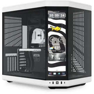 HYTE Y70 Touch Infinite Dual Chamber ATX Mid Tower Modernes ästhetisches Gehäuse mit integriertem 2,5K LCD-Touchscreen - Panda