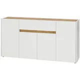 furn.design Sideboard, Weiß, Eiche Wotan, Holz, Nachbildung,Eiche, Uni, Holz Optik, 3 Fächer, 1 Schubladen, 170x87x40 cm, Wohnzimmer, Kommoden & Sideboards, Sideboards