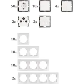 McPower Schalter und Steckdosen Set McPower Flair Megaset-Profi 100-teilig weiß Steckanschluss