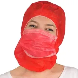 ARNOMED COVER Astrohaube mit Mundschutz, PP, 2-lagig 433-R , 1 Karton = 10 Packungen à 100 Stück, Farbe: rot