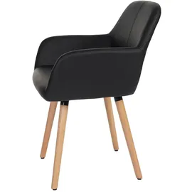 Mendler Esszimmerstuhl HWC-A50 II, Stuhl Küchenstuhl, Retro 50er Jahre Design - Kunstleder, schwarz, helle Beine