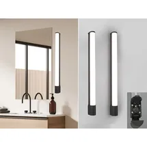 Trio LED Wandlampen Bad 2er Set mit Steckdose & Schalter Schwarz 79cm