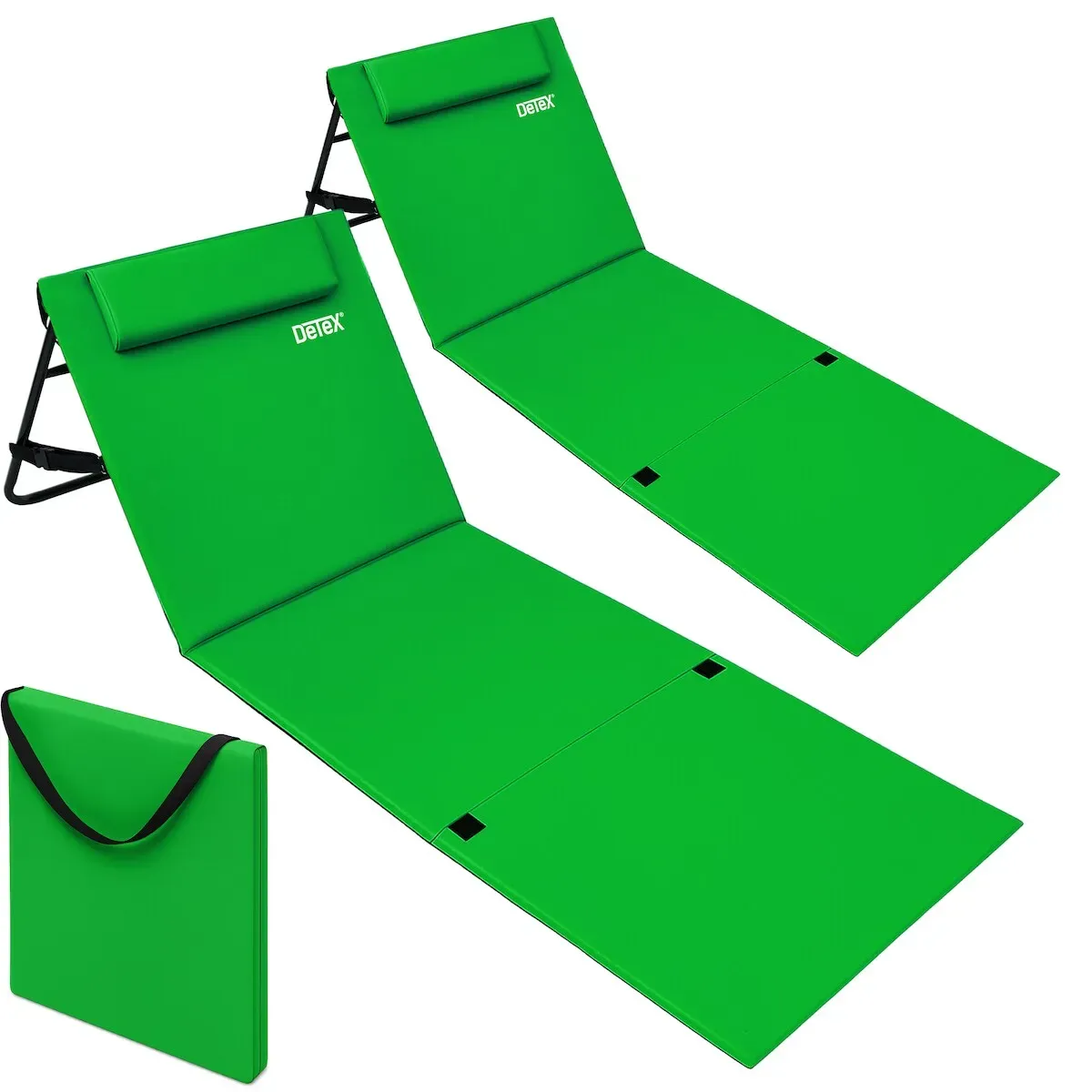 DeTeX® 2x Strandmatte Gepolstert Staufach Kopfkissen
