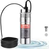 Vevor Solar-Wasserpumpe, 12 V DC, 120 W, Tiefbrunnenpumpe, Durchfluss 3,2 GPM, Förderhöhe 70 m, solarbetriebene Wasserpumpe für Brunnen, Bewässerung von Bauernhöfen, Tränken von Nutztieren