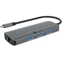 Icy Box IB-DK4034a-CPD (6-in-1) mit HDMI (4K 60Hz), 3X USB 3.2 HUB, 100W Power Delivery, Aluminium, Plug & Play, Windows & macOS,