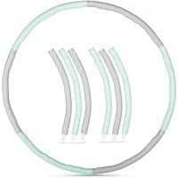 Gymtek Hula Hoop Reifen Erwachsene, 100cm, Hula Hoop mit Gewicht, Gymnastikreifen im Wellendesign, Hullahub Reifen zum Abnehmen und Massage, Fitness Accessories, Hoola Hoop, Minz und Grau, 6 Teile