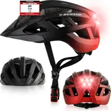 Dunlop Fahrradhelm mit Licht - Sofort gesehen Werden - Ultraleichter Spezial Damen Herren Kinder Fahrrad Helm Visier und Rücklicht für hohe Sicherhe... - Rot