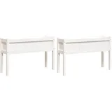 vidaXL Pflanzkübel 2 Stk. mit Beinen Weiß Massivholz Kiefer