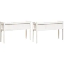 vidaXL Pflanzkübel 2 Stk. mit Beinen Weiß Massivholz Kiefer