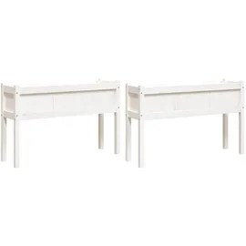 vidaXL Pflanzkübel 2 Stk. mit Beinen Weiß Massivholz Kiefer