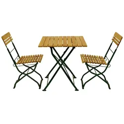 Balkonmöbel Set aus Robinie Massivholz und Stahl klappbar (dreiteilig)