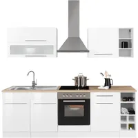 kochstation Küchenzeile Eton 240 cm weiß / eichefarben