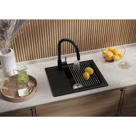 Primagran Kopenhagen Easy S011 rechts Einbau Granit schwarz Handbetätigung 550 x 440 mm