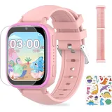 Kinder Smartwatch mit Anruffunktion,31 Puzzlespielen, Multifunktionale Smartwatch für Kinder, Jungen und Mädchen(Rosa) - Rosa