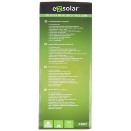 ez solar LED Solar Metall Deko Tischleuchte eckig mit 5 warmweißen LED, inklusive AAA Akku austauschbar