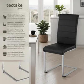 Tectake tectake® Schwingstühle Kunstleder 2er Set Schwingstuhl, gepolstert mit Kunstlederbezug, flaches Stahlgestell in C-Form, 41 x 52 x 99 cm