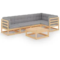 vidaXL Garten-Lounge-Set 6-tlg. Kiefer grau