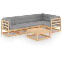 vidaXL Garten-Lounge-Set 6-tlg. Kiefer grau