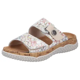 Rieker Pantolette Sommerschuh, Schlupfschuh, Hausschuh mit Klettriemchen weiß 38 EU