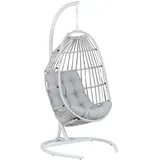 Beliani Hängesessel, Hellgrau, Textil, 105x198x105 cm, Gartenmöbel, Hängesessel