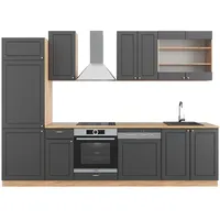 Vicco Fame-Line Küchenzeile Anthrazit Landhaus/Goldkraft Eiche 300 cm ohne Arbeitsplatte