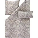 Estella Bettwäsche Fernanda + Gratis-Kissenbezug Mako-Satin grau Größe 155x220 cm (40x80 cm + 80x80 cm)