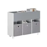SoBuy Kinderregal mit 3 Stoffboxen Bücherregal Kinderzimmer Regal mit Rollen Kinder- & Jugendzimmer, Kindermöbel, Kinderregale