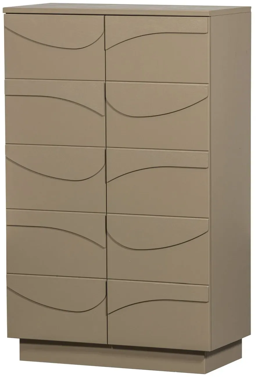 Kommode Teo aus Kiefernholz, modernes Design mit 3D-Effekt, braun Mud, FSC-zertifiziert