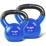 Yes4All KL9L Kettlebell aus Gusseisen mit Vinylbeschichtung, Dunkelblau Combo: 9 + 11.3 kg