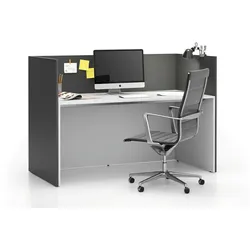 Büroset einzeln mit Sichtschutz SEGMENT, gerade, weiß / graphit