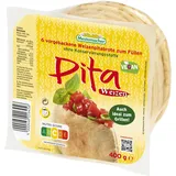 Mestemacher Weizen Pita Taschen vegan zum Füllen, 6 x Pita Brot zum Toasten, Backen, Grillen für Falafel, Gyros, Dönerfleisch, 400g