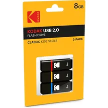 Emtec Kodak K100 8GB USB-Stick 2.0 3er Pack (Kappe: Blau, Rot, Gelb)