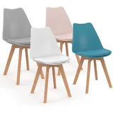 Idmarket - Set von 4 skandinavischen Stühlen sara mix color pastell rosa, weiß, hellgrau, blau