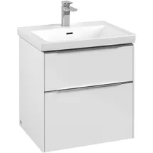 Villeroy & Boch Waschbeckenunterschrank Subway 3.0 2 Auszüge 57,2 x 57,9 x 47,8 cm Brilliant White / Aluminium glänzend